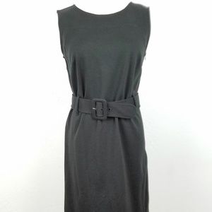 Merona Size 8 Dress Sheath Black Belted Sleeveless